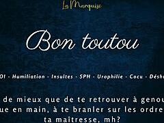 French femdom gives jerk off instructions to good boy