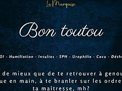 French femdom gives jerk off instructions to good boy