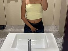 outdoor public scene with amateurs in miniskirt