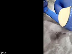 Sexy pantyhose and blue high heels!