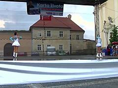 two nice majorettes performing