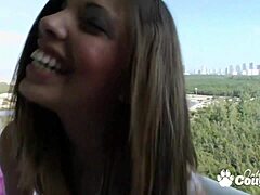 morgan dayne's small tits get choked in deepthroat blowjob