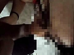 This nerdy trans in glasses gives an amazing blowjob