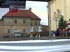 two nice majorettes performing
