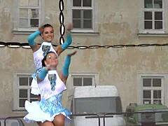 two nice majorettes performing