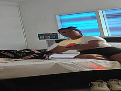 A mature latina amateur shares a homemade moment with her young step-nephew.