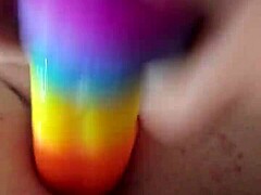 rainbow dildo anal creampie gaping