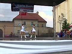 two nice majorettes performing