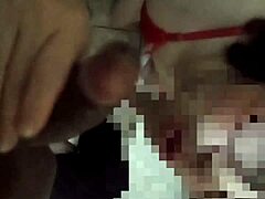 This nerdy trans in glasses gives an amazing blowjob