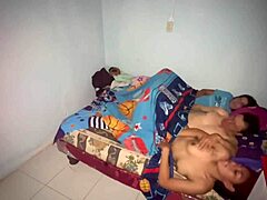 Shy 18 year old girl with big tits feels her stepfather touch her wet pussy. Then her stepsister joins for taboo threesome with swollen lips.