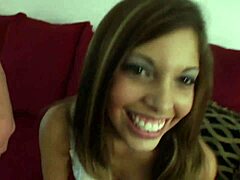 morgan dayne's small tits get choked in deepthroat blowjob