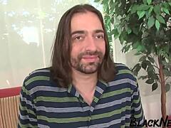 Interracial group sex with busty milf.