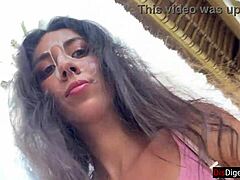 Cute Girl Eating Burger With Cum On Her Face In Public Cafe