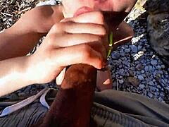 Who could have seen us fucking on the beach? My friend took my big black cock doggystyle!