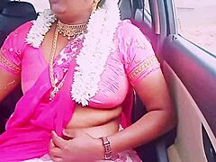 beautiful indian housewife in saree has car sex with boyfriend, whispering dirty talks.