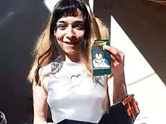 bonneyuwu shows cards in cosplay outfit