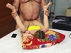 Young Bodybuilder's Desire for Muscular Old Man in Lingerie