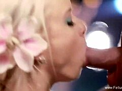 Deep pool bikini blonde gives blowjob, swallows cumshot, amazing experience