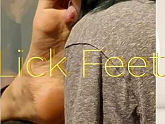 Boldly taking time to lick feet, savoring every inch with intensity.