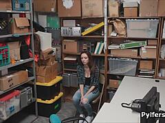 Stealing big tit teen busted and fucked in office backstage!