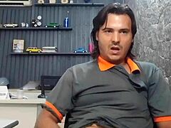 guy masturbating outdoors in solo session