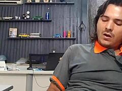 guy masturbating outdoors in solo session