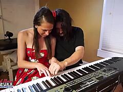 I feel so excited watching brunette coed Cloe deepthroat that monster cock before getting her shaved pussy fucked and jizzed