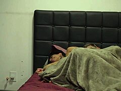 Young Woman Filmed Fucking at Friend's House on Blanket with Camera