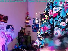 what's trickynymph doing with that dildo on clear chair?