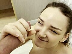 Want to see this cute babe suck cock in the shower?