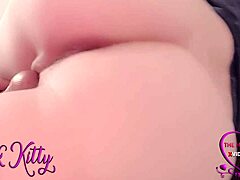 Perfect teen shaved pussy passionate closeup solo masturbation with dildo 😍