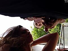 outside anal and pussy fuck and a lot to swallow closeup anal with monster cock cumshot