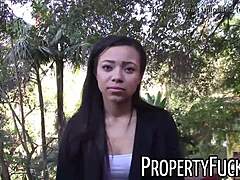 A young black real estate agent gets tricked into a hardcore fuck with a pervert filming outdoors