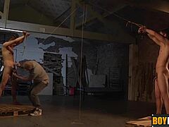 Sebastian ties up his partner for kinky bondage and blowjob fun