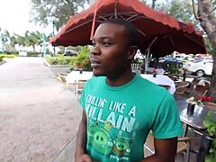 Caricature gone wrong, starving artist feels fed by black dick outdoors