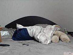 Horny college coed masturbates on webcam for cash with monster cock