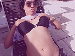 Miami Latina Angelina dives for big black cock in pool