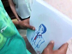 Caricature gone wrong, starving artist feels fed by black dick outdoors