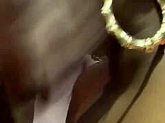 Ebony bbw gives sloppy blowjob to milf