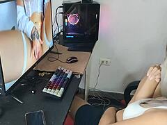caught my stepsister viewing porn while in gym uniform.