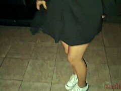 cuckold takes wife to porn cinema for strangers to fuck her. cum in mouth action.