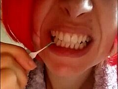 brushing your teeth is important, and chantal loves to fill her mouth with toothpaste?