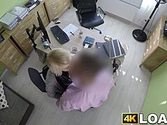 Naughty amateur bent over in the office, fucked by fake agent's monster cock.