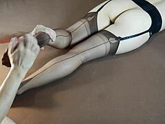 soles massage horny milf in stockings with moaning