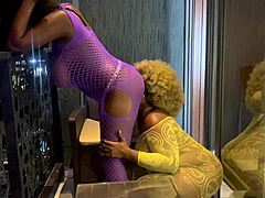 Two horny teens finger each other on balcony until squirting