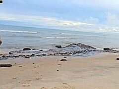 Beautiful Brazilian Amateurs End Play With Blowjob, Banging, And Cum On Busy Beach