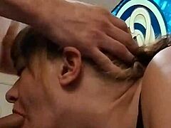 isn't it selfish not to share your super power with humanity? wife gives sloppy blowjob on knees close-up