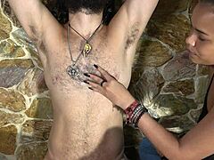 Athletic Man With Long Hair Plays With His Hairy Chest And Armpits In Homemade Video