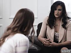 Big tits milf cleans husband after teen