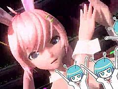 megurine luka in alien project diva nude mod with bunny costume.